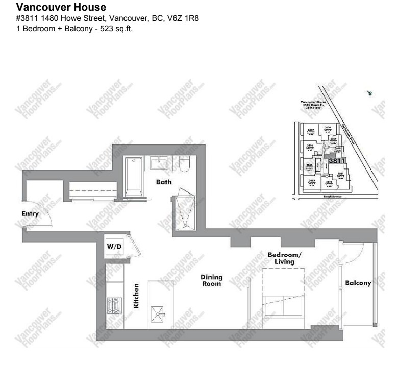 3811-1480 HOWE STREET, Vancouver, British Columbia, 1 Bedroom Bedrooms, ,1 BathroomBathrooms,Residential Attached,For Sale,R2670310