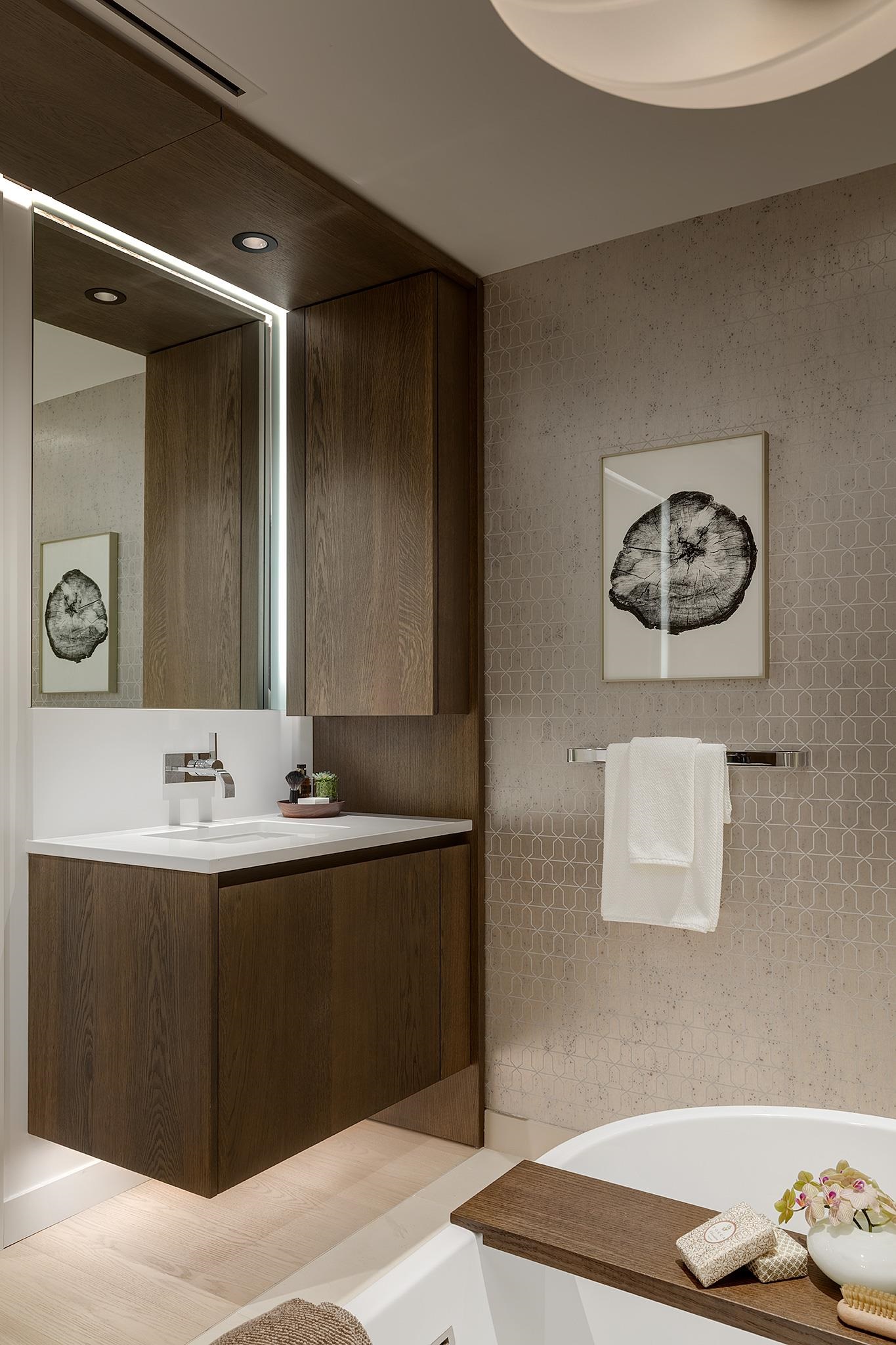 Photo is of display bathroom. Design and size vary per floor plan type.