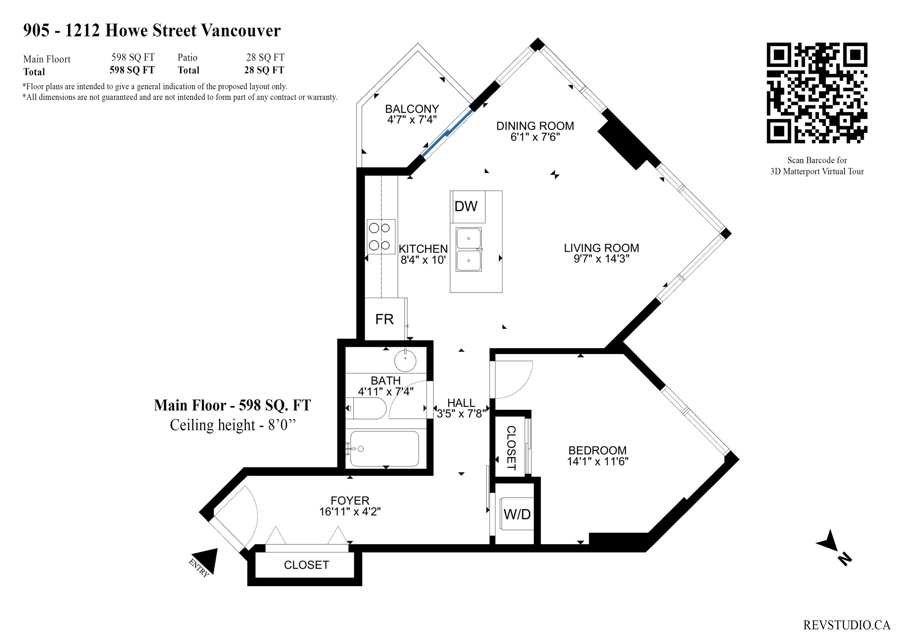 1212 HOWE, Vancouver, British Columbia V6Z 2M9, 1 Bedroom Bedrooms, ,1 BathroomBathrooms,Residential Attached,For Sale,HOWE,R2739848