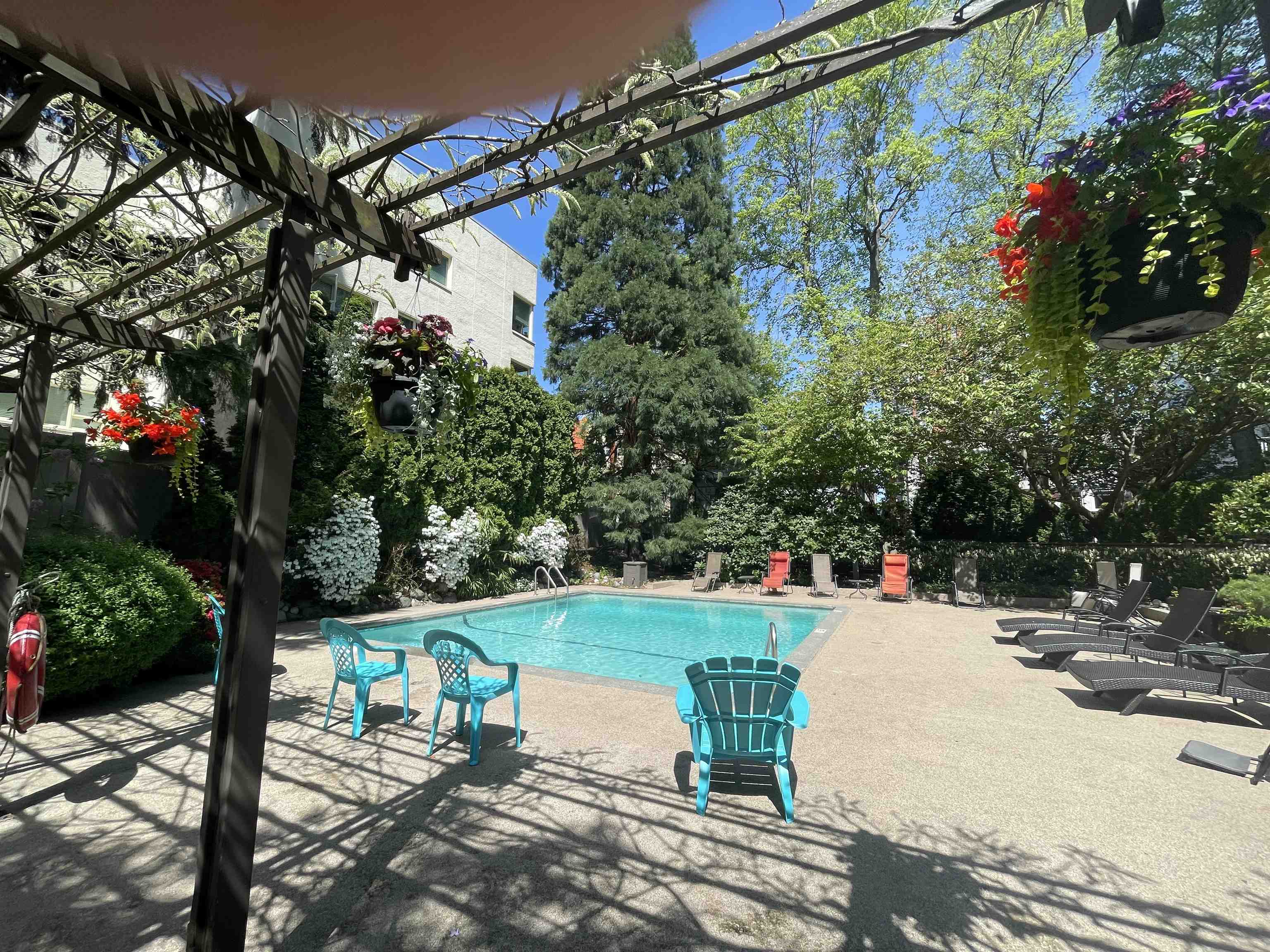 resort style pool and gardens