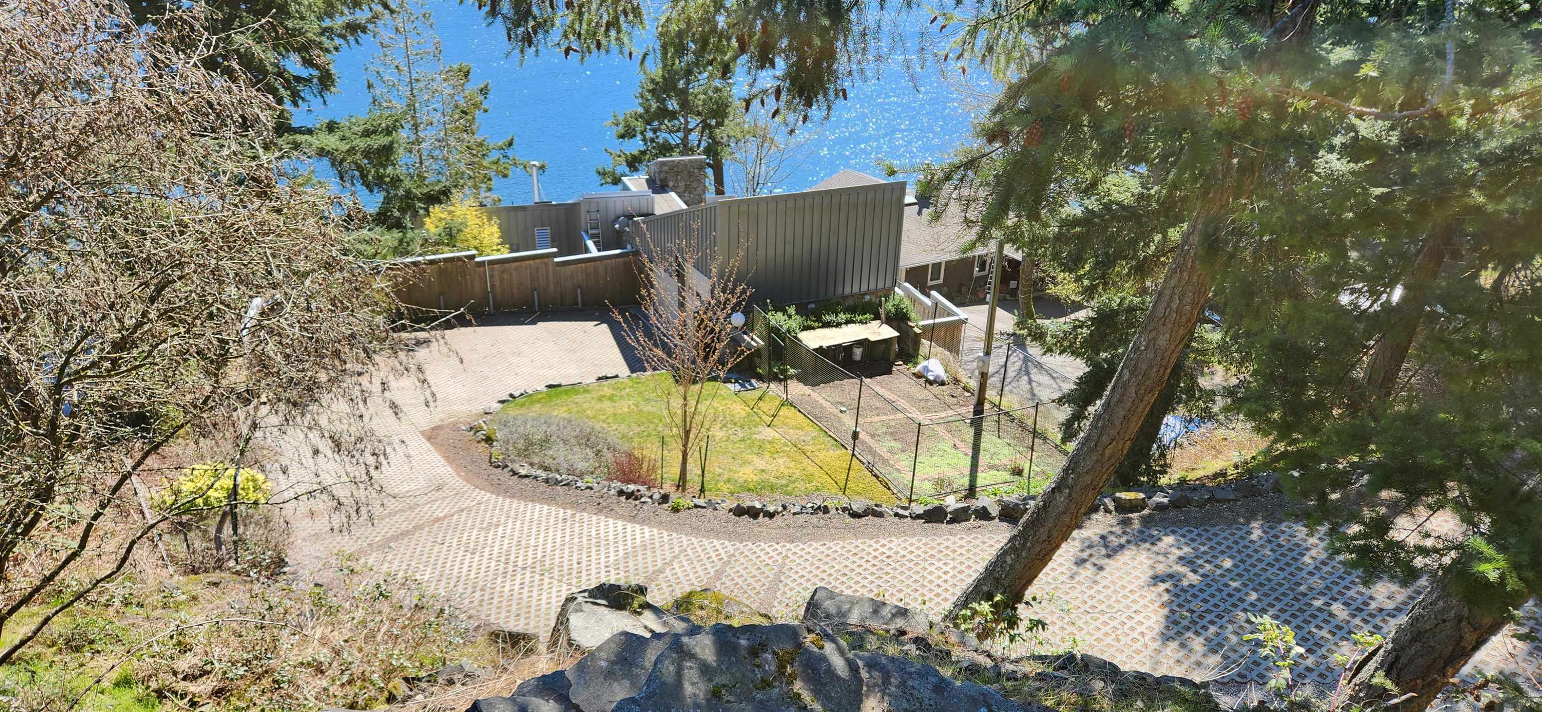 Looking down from the top of the driveway