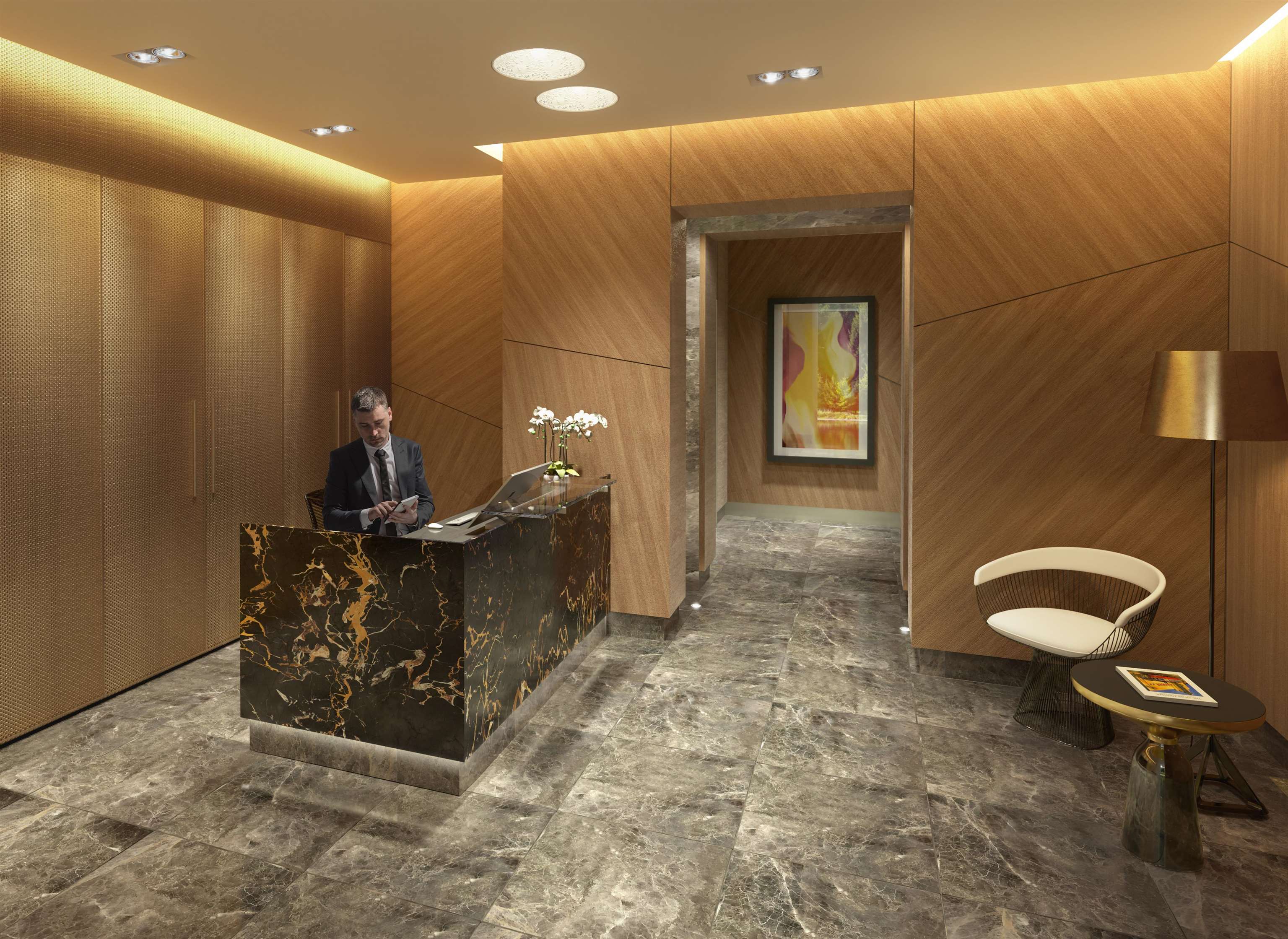 Legacy on Dunbar lobby rendering with concierge.