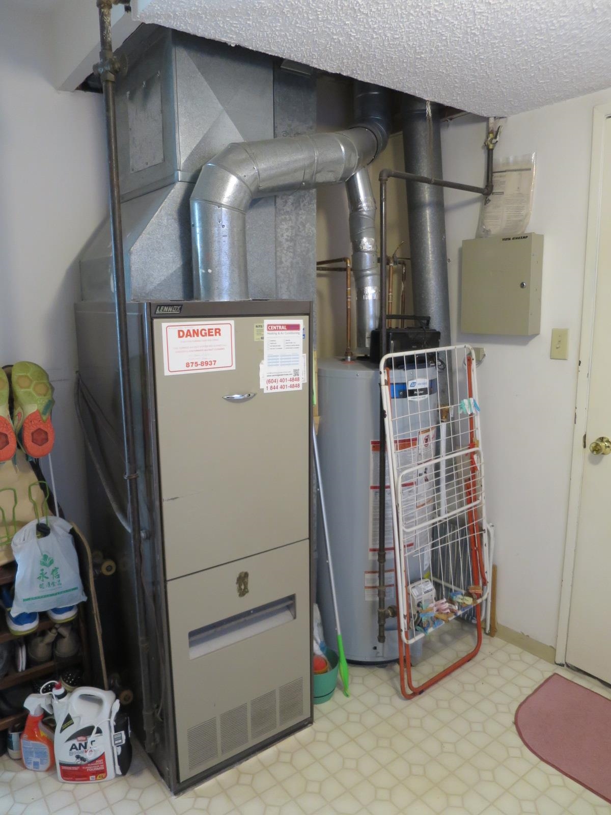 Furnace and Water Heater in Laundry Room