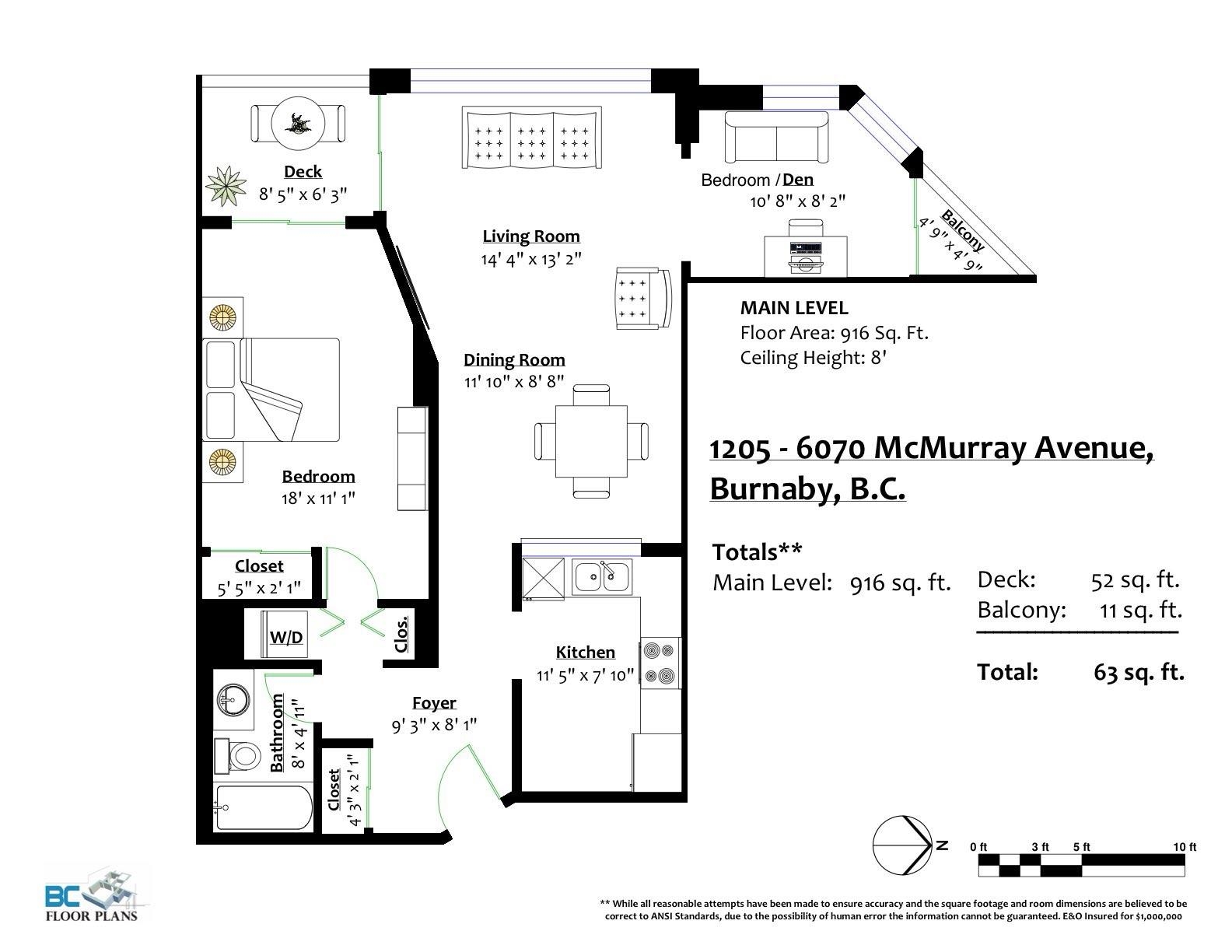 1205-6070 MCMURRAY AVENUE, Burnaby, British Columbia, 2 Bedrooms Bedrooms, ,1 BathroomBathrooms,Residential Attached,For Sale,R2832424