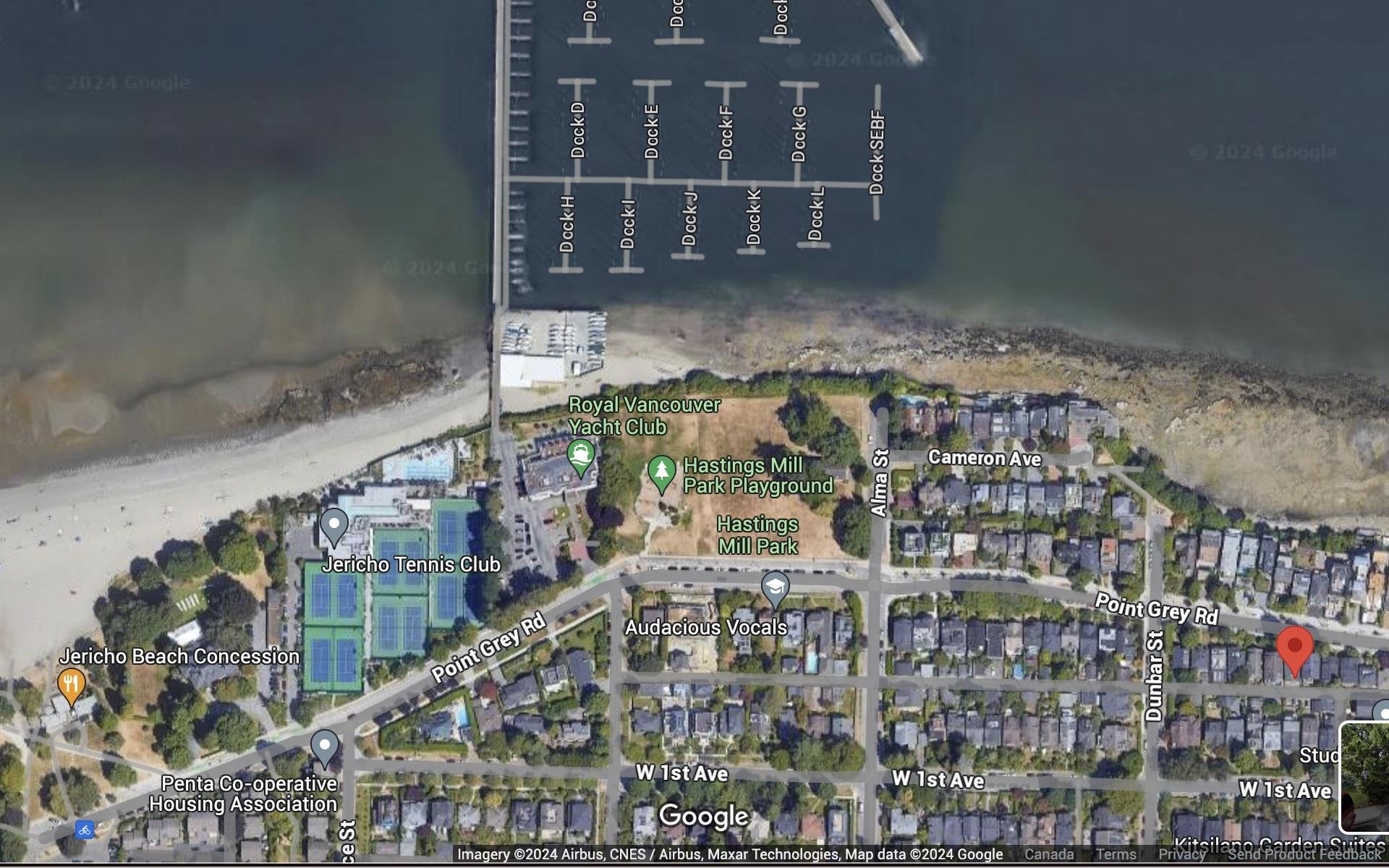 Along the Golden Mile, Close to Jericho Beach, the Tennis Club & the Yacht Club in Point Grey