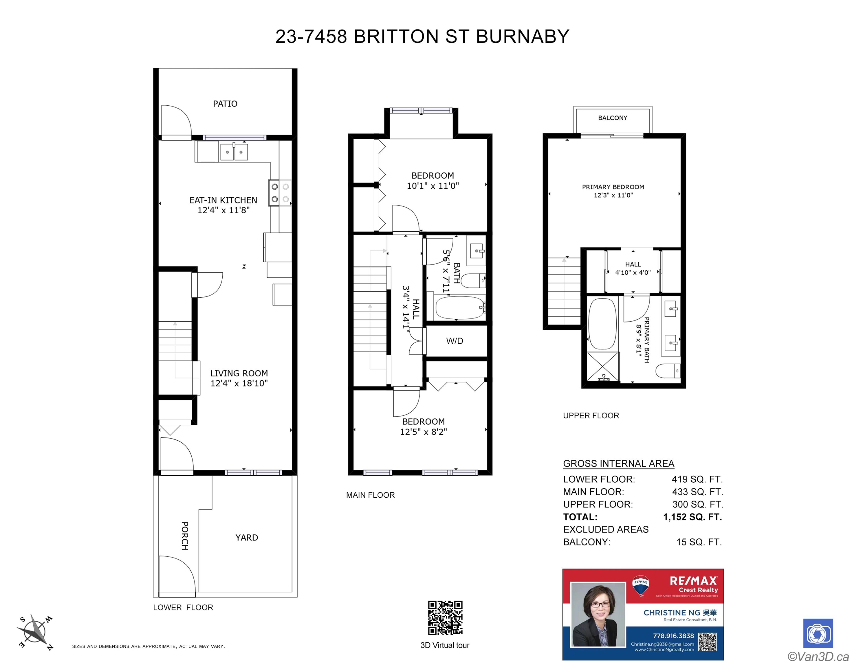 23-7458 BRITTON STREET, Burnaby, British Columbia, 3 Bedrooms Bedrooms, ,2 BathroomsBathrooms,Residential Attached,For Sale,R2840443