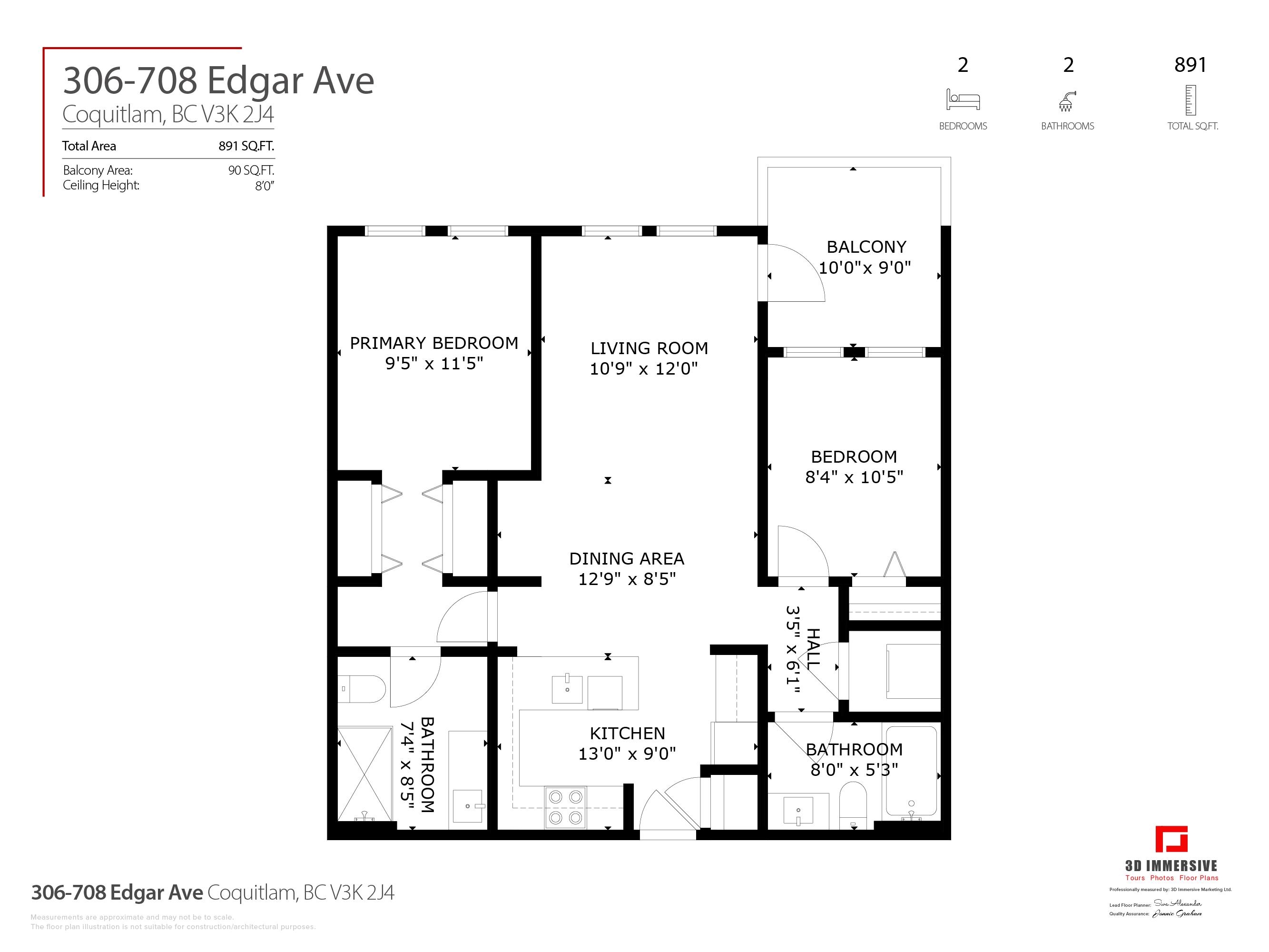 306-708 EDGAR AVENUE, Coquitlam, British Columbia Apartment/Condo, 2 Bedrooms, 2 Bathrooms, Residential Attached,For Sale, MLS-R2855892, Richmond Condo for Sale