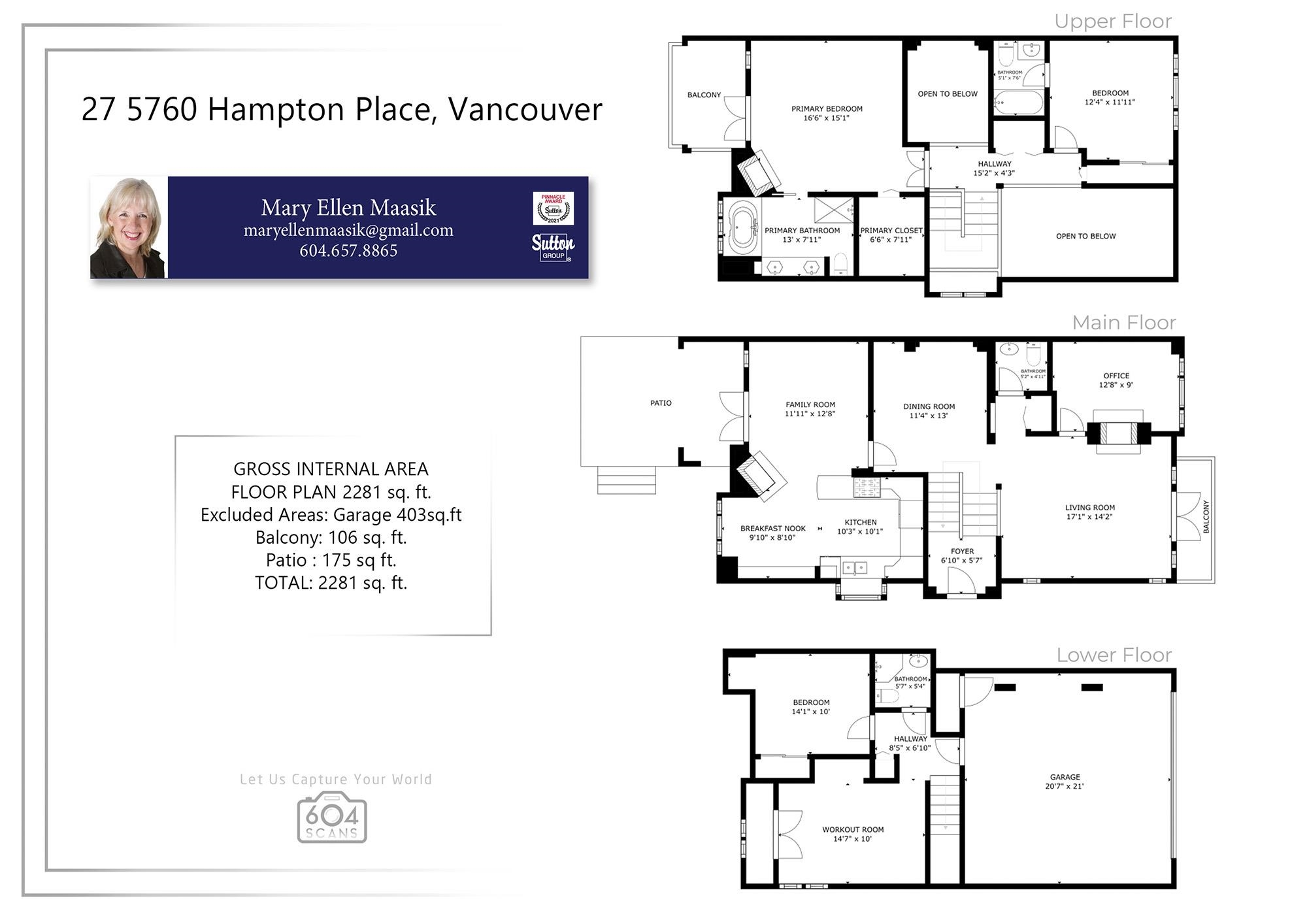 27-5760 HAMPTON PLACE, Vancouver, British Columbia, 3 Bedrooms Bedrooms, ,3 BathroomsBathrooms,Residential Attached,For Sale,R2864128