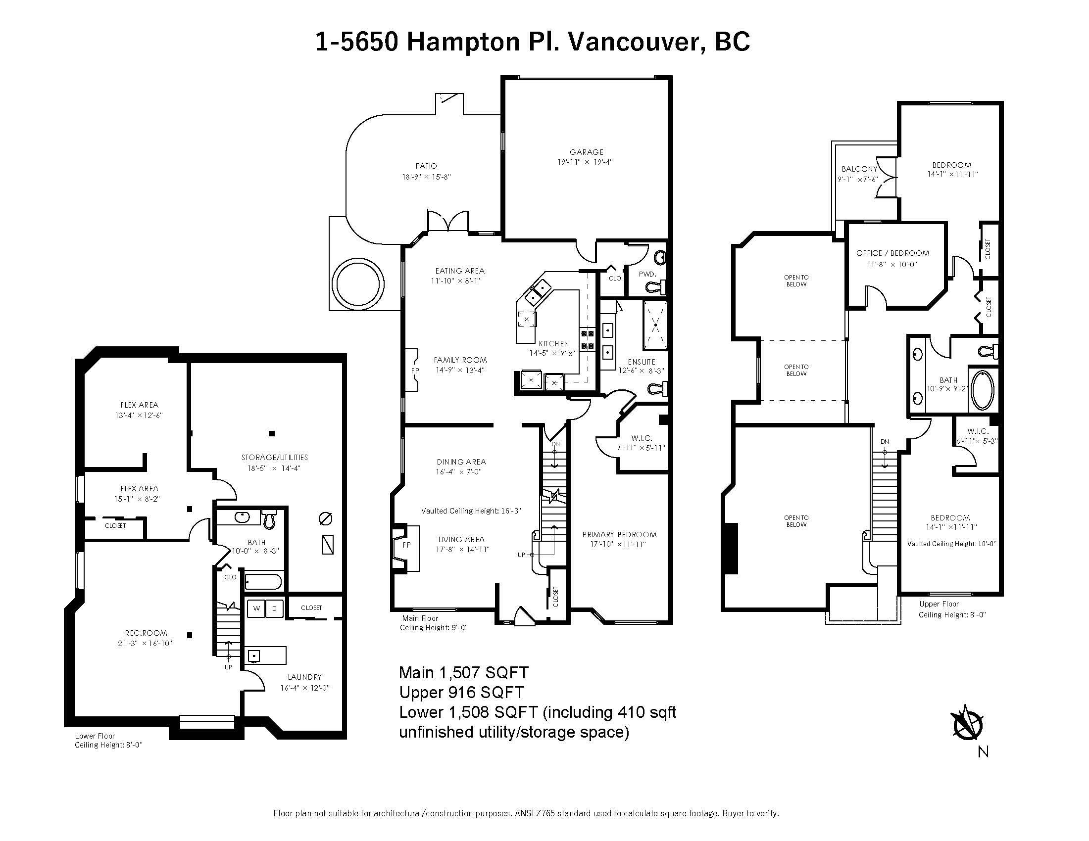 1-5650 HAMPTON PLACE, Vancouver, British Columbia 1/2 Duplex, 4 Bedrooms, 4 Bathrooms, Residential Attached,For Sale, MLS-R2867815, Richmond Condo for Sale