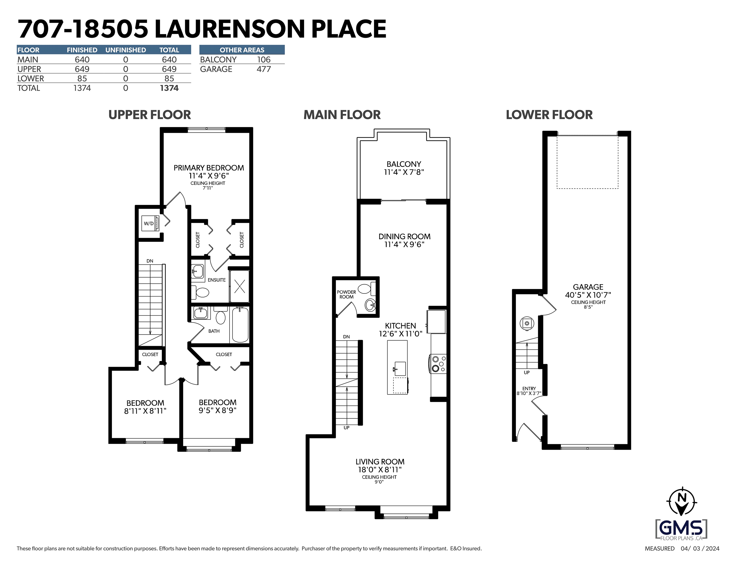 707-18505 LAURENSEN PLACE, Surrey, British Columbia, 3 Bedrooms Bedrooms, ,3 BathroomsBathrooms,Residential Attached,For Sale,R2868505