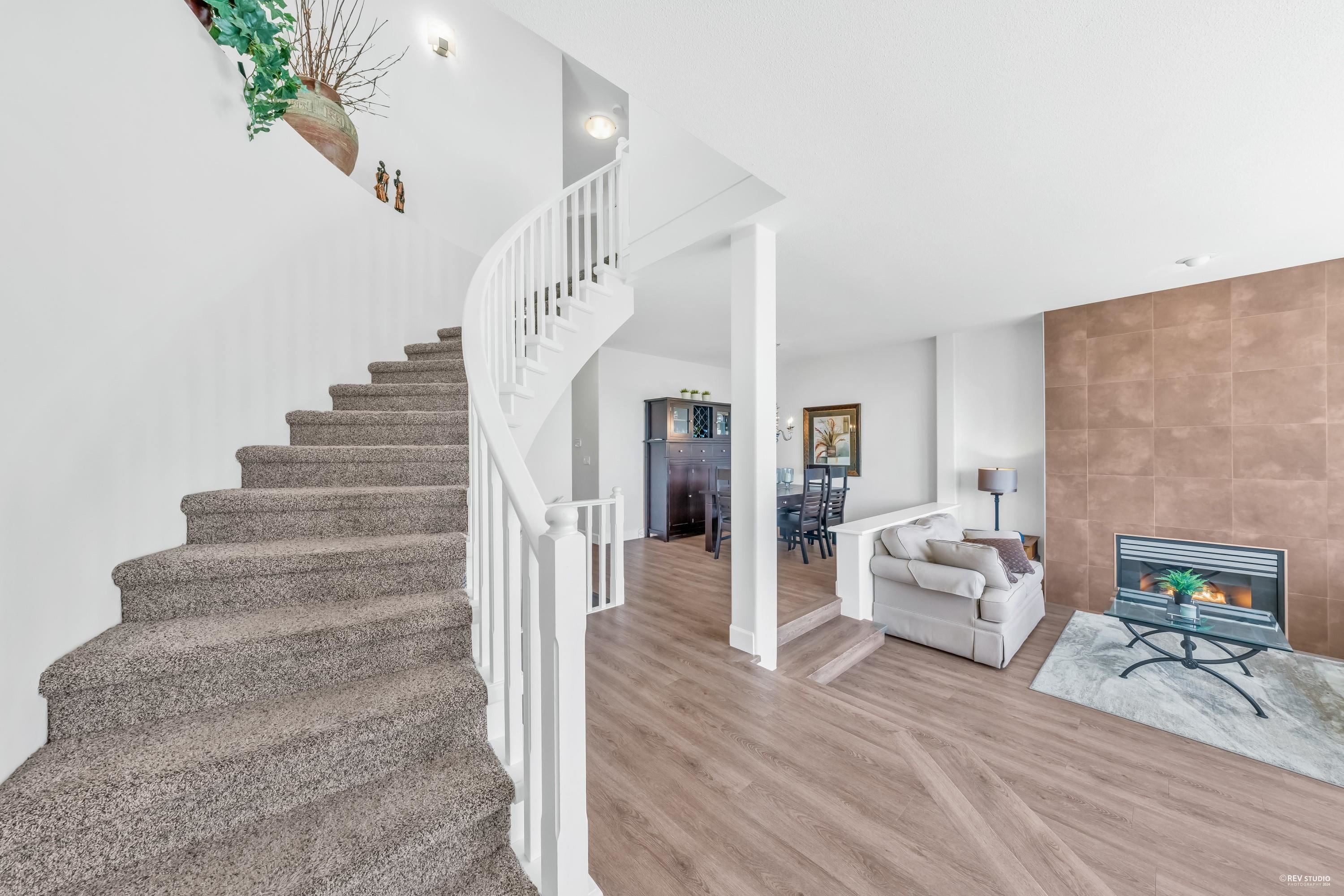 Gorgeous dramatic staircase leads you to the upper level and master suite.