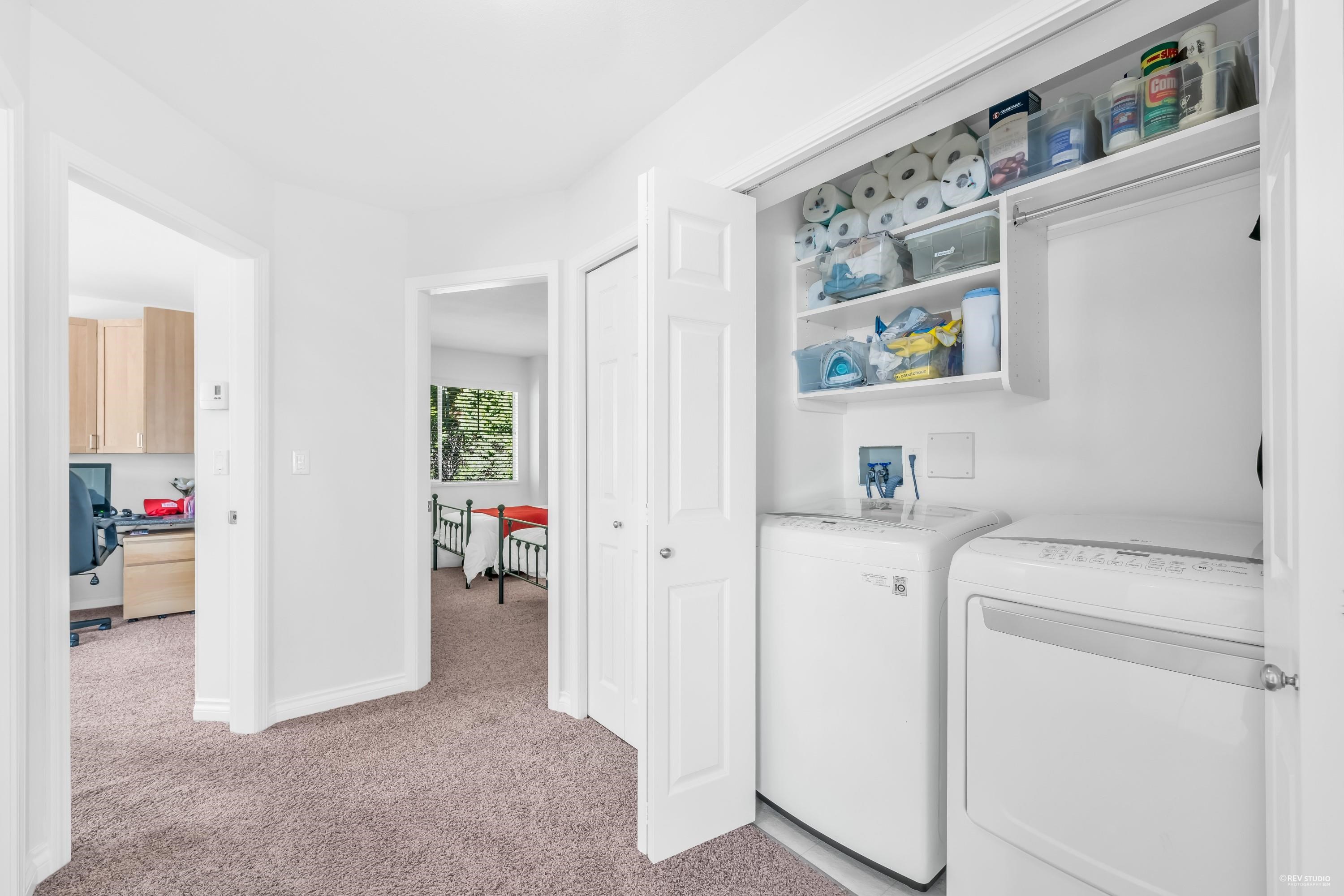 Full size washer & dryer conveniently & discreetly located on the upper floor.