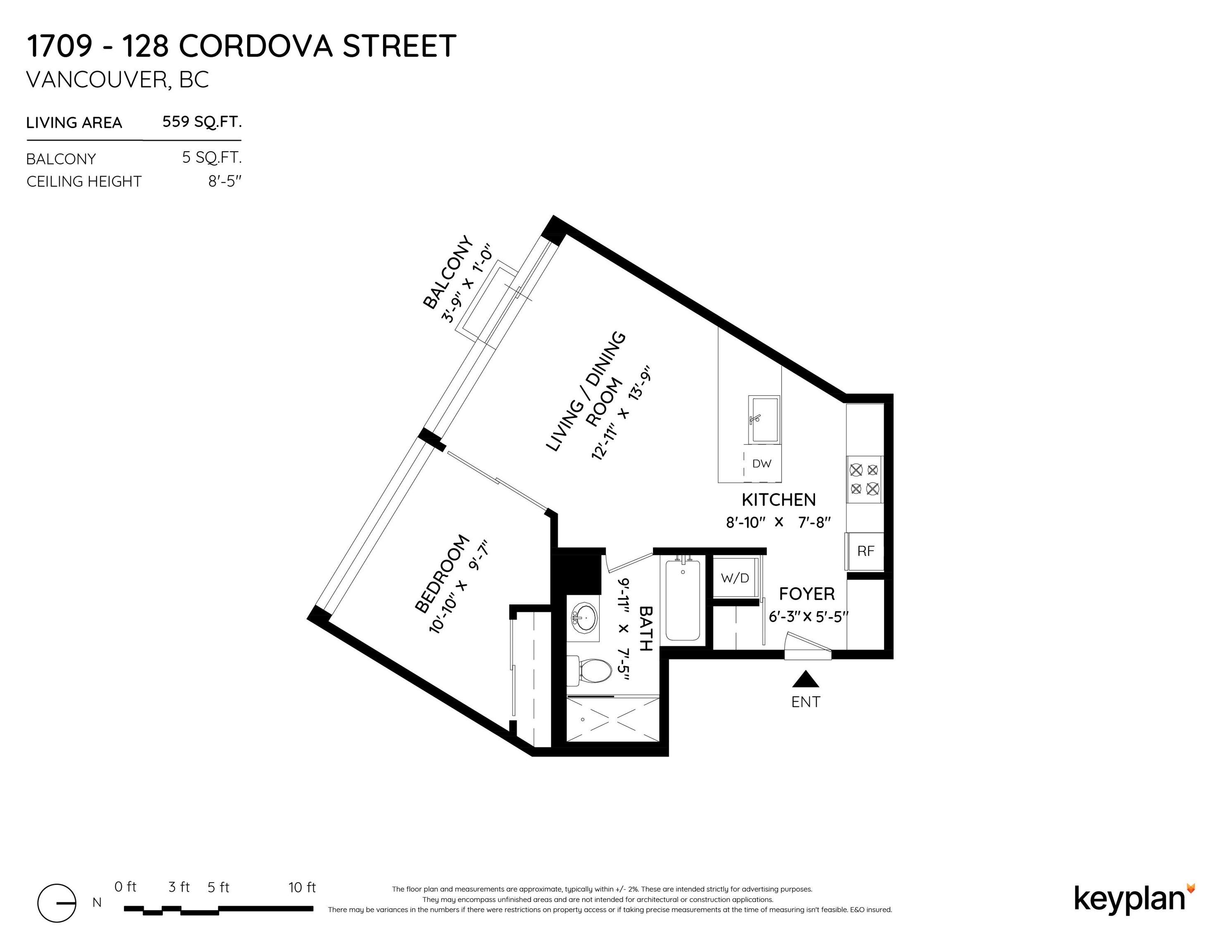 1709-128 WCORDOVA STREET, Vancouver, British Columbia, 1 Bedroom Bedrooms, ,1 BathroomBathrooms,Residential Attached,For Sale,R2873373