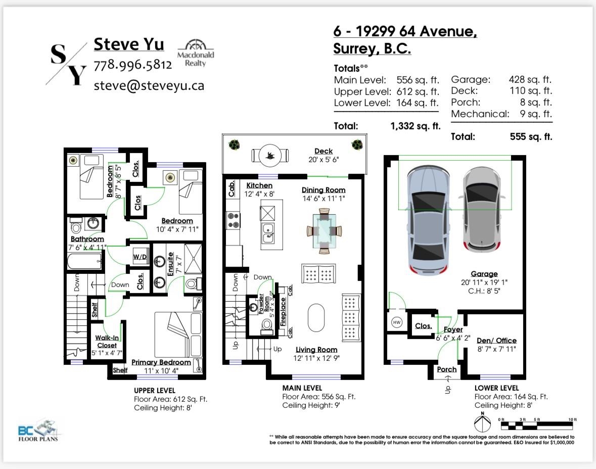 6-19299 64 AVENUE, Surrey, British Columbia, 3 Bedrooms Bedrooms, ,3 BathroomsBathrooms,Residential Attached,For Sale,R2873637