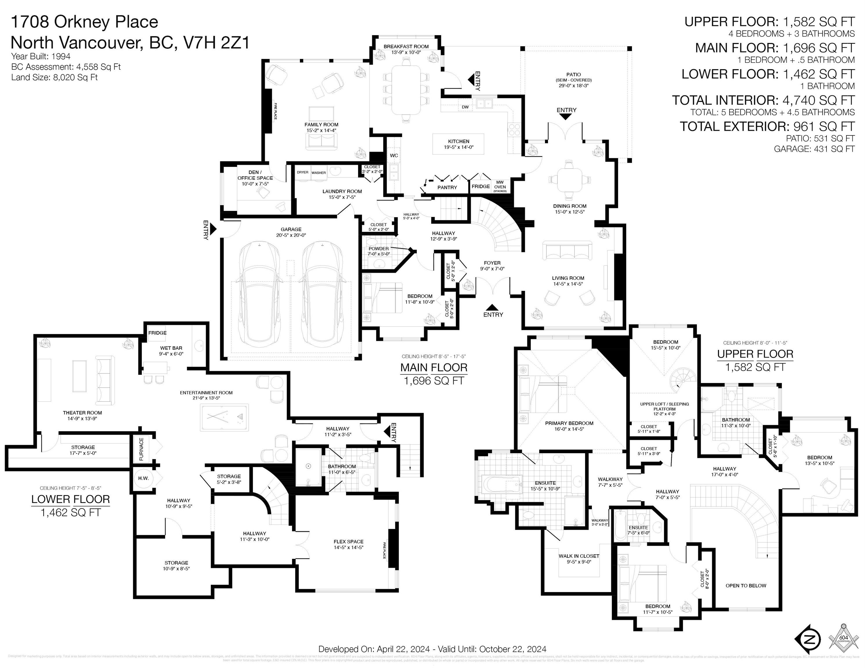 1708 ORKNEY, British Columbia V7H 2Z1, 6 Bedrooms Bedrooms, ,4 BathroomsBathrooms,Residential Detached,For Sale,ORKNEY,R2877911