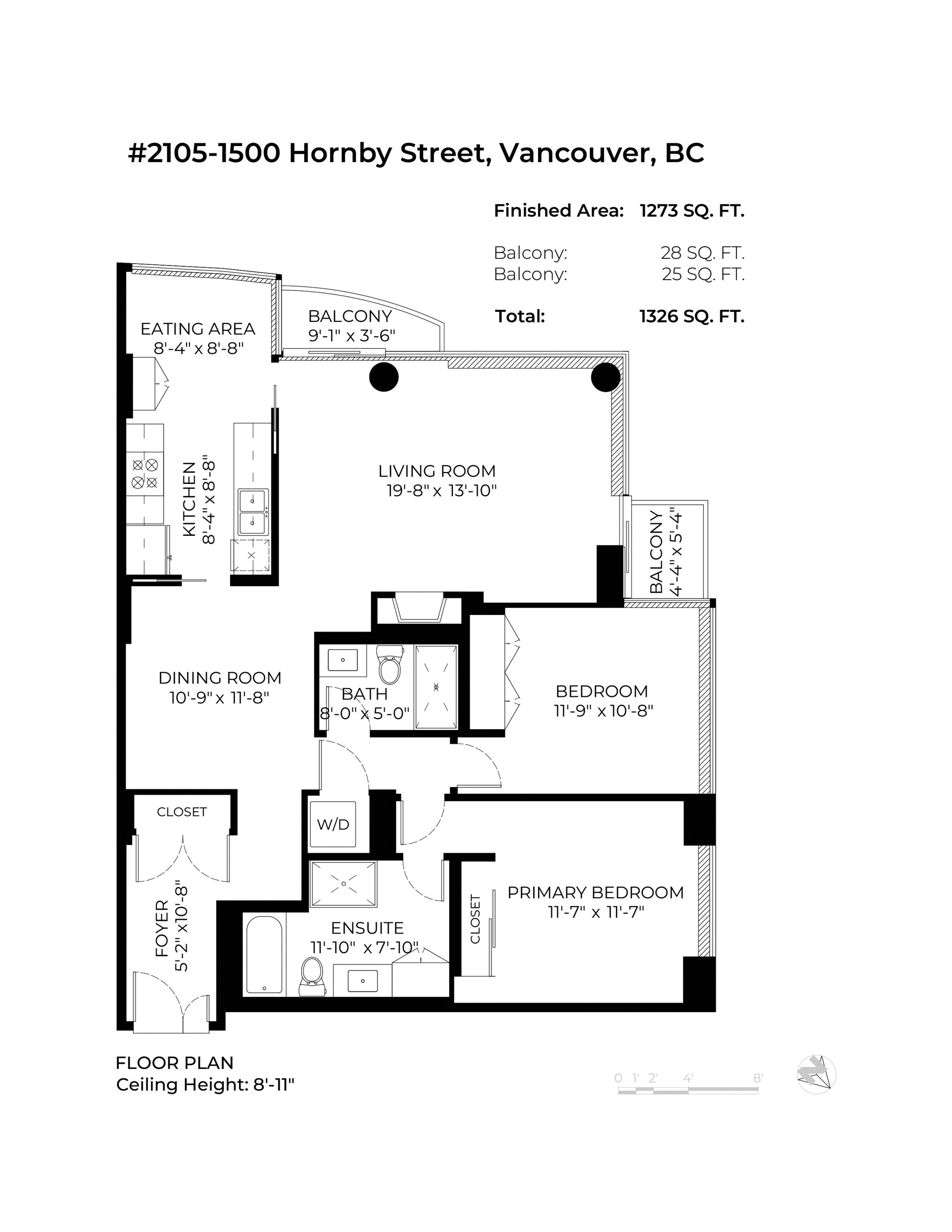 2105-1500 HORNBY STREET, Vancouver, British Columbia Apartment/Condo, 2 Bedrooms, 2 Bathrooms, Residential Attached,For Sale, MLS-R2879578