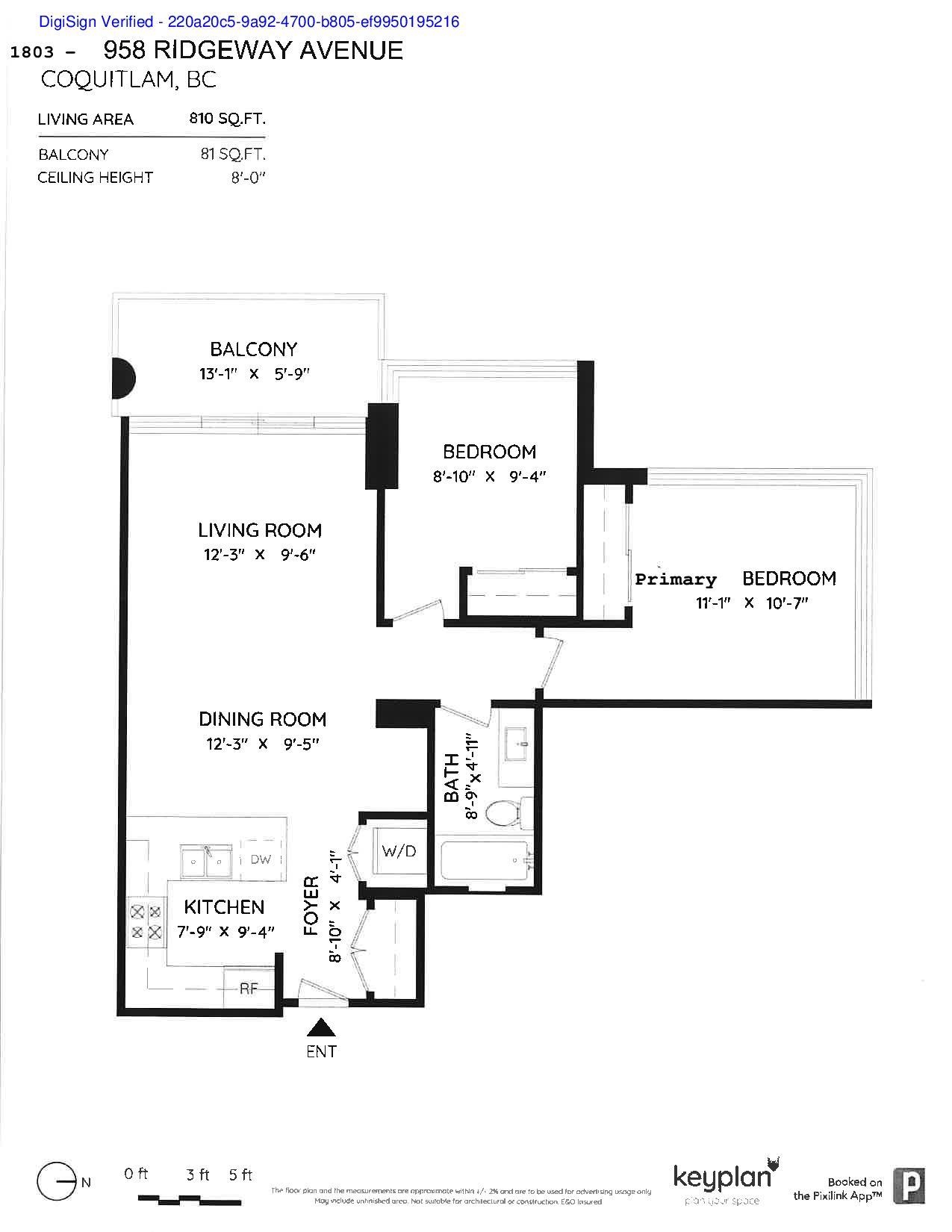 1803-958 RIDGEWAY AVENUE, Coquitlam, British Columbia Apartment/Condo, 2 Bedrooms, 1 Bathroom, Residential Attached,For Sale, MLS-R2879675